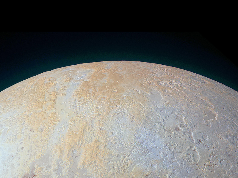 Area polare settentrionale di Plutone catturata da New Horizons.