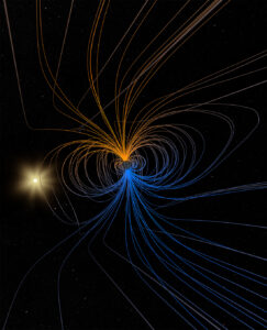 Illustrazione delle linee di campo magnetico terrestre. Crediti: NASA