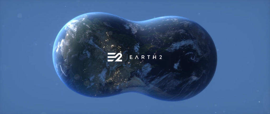 Logo del progetto Earth 2, con il pianeta Terra che viene duplicato in una realtà parallela. Crediti: earth.io