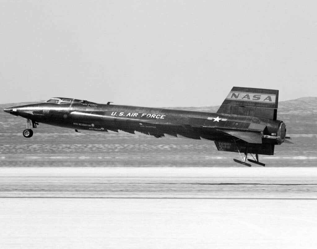 X-15 in fase di atterraggio. Crediti: NASA.