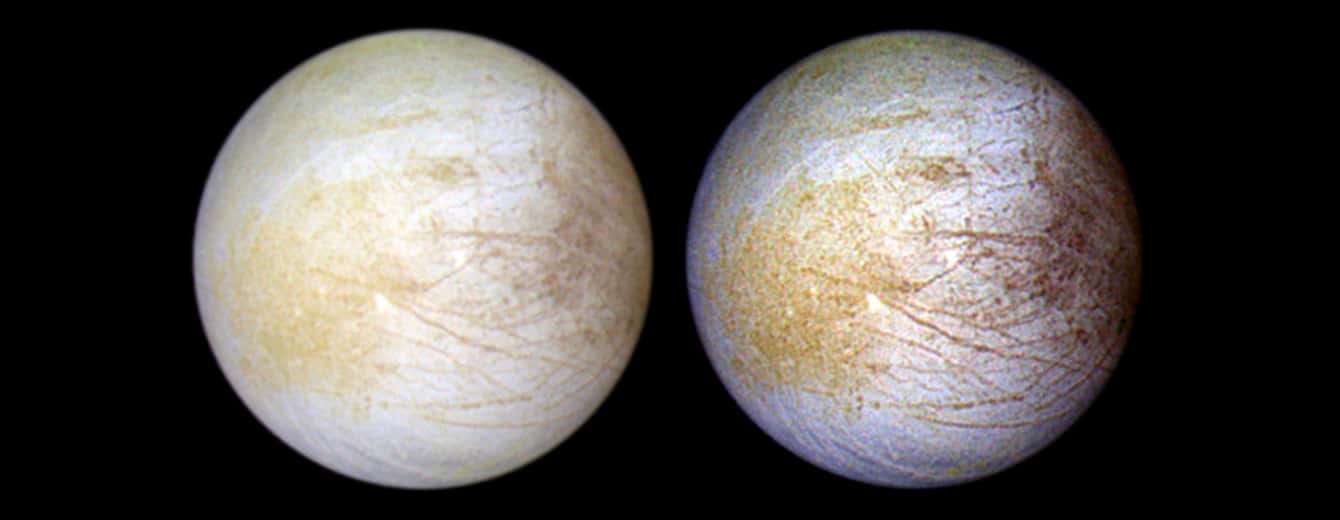 Europa Hubble vapore acqueo Credits: NASA, NASA-JPL, University of Arizona
