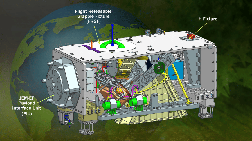 Schema dello strumento ECOSTRESS  installato sulla Stazione Spaziale Internazionale, Credits NASA/JPL-Caltech