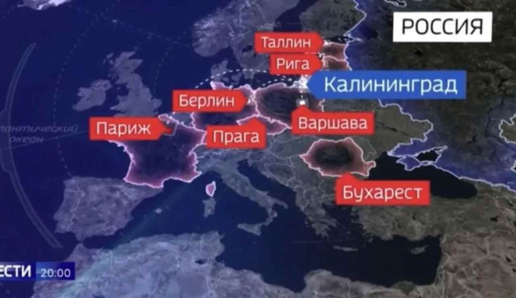 Mappa dell'Europa con i bersagli pianificati dalla Russia