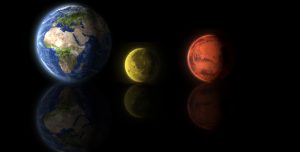 Comparazione tra la Terra, la Luna e MArte