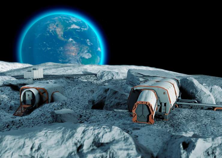 Rappresentazione di una base lunare