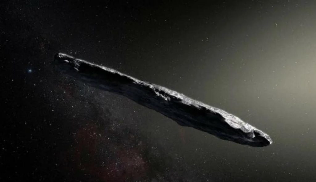 Rappresentazione artistica dell’asteroide interstellare Oumuamua