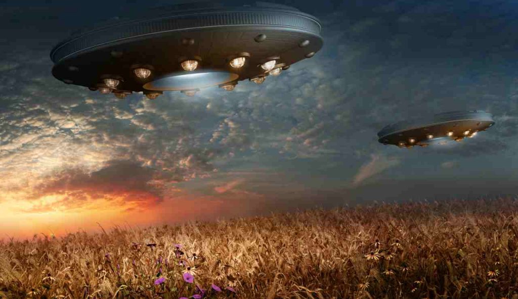 Degli UFO su un campo di fiori