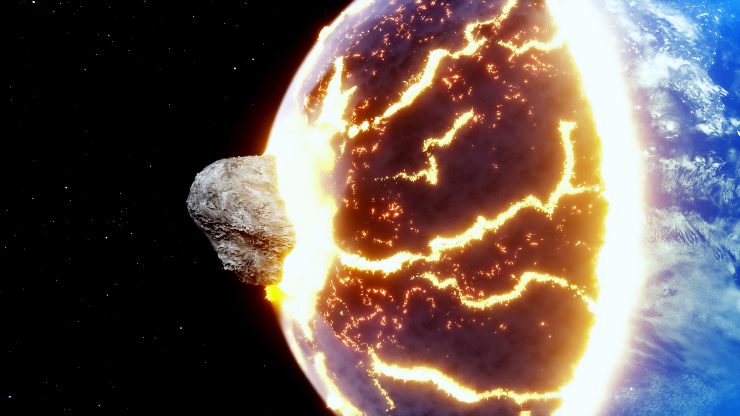 Rappresentazione dell'impatto di un asteroide con la Terra