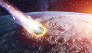 Asteroide che sta per colpire un pianeta