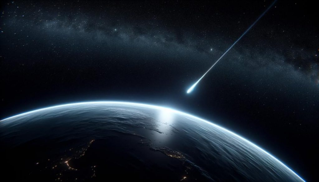 Illustrazione di un meteorite che colpisce la terra (Pixabay)